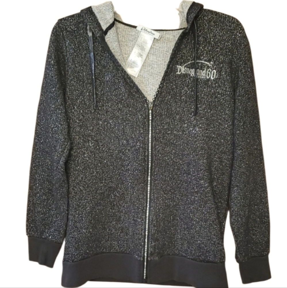 Disney Women's Charcoal Zip-Up‎ Hoodie Jacket Disneyland Resort 60 Diamond Celeb